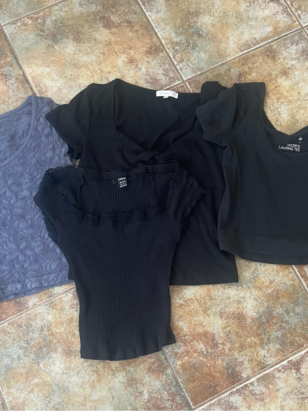 Tilly's Black Ribbed Square-Neck Crop Top and other tops barely worn